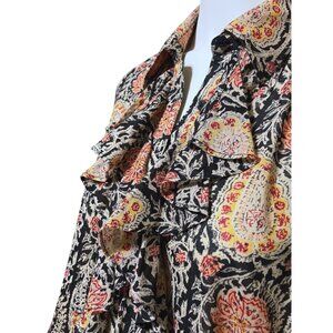 Lauren Ralph Lauren Ruffled Paisley Shirt 2X Oversized Flowy Romantic Preppy